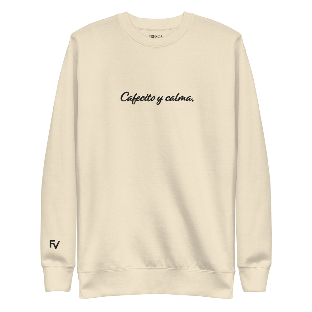 Cafecito y Calma embroidered crewneck in Bone